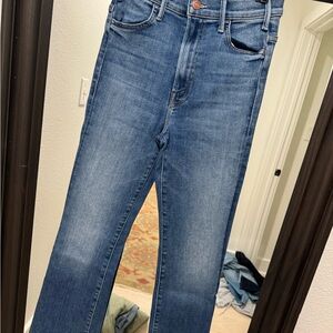 MOTHER Women's Straight Leg Blue Jeans